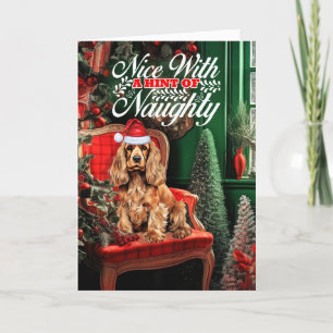Julsötad Cocker Spanska Naughty eller Nice Helgkort