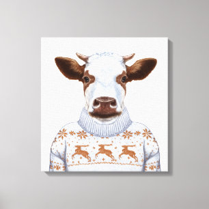 Julsötad Cow Canvastryck