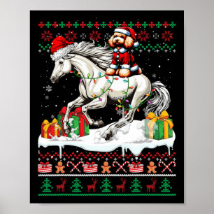 Julsötare Älskare i Santa Pudel Riding Horse Poster