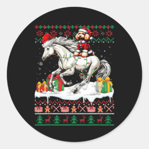 Julsötare Älskare i Santa Pudel Riding Horse Runt Klistermärke