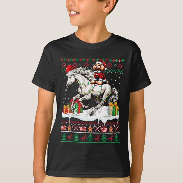 Julsötare Älskare i Santa Pudel Riding Horse T Shirt (Framsida)