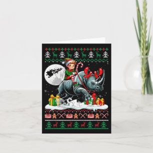Julsötare Elf Riding Rhino Matching Kids T Kort