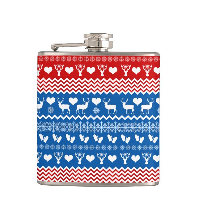 Julsötare Reindeer, Snöflingor och Mittens Fickplunta (Framsidan)