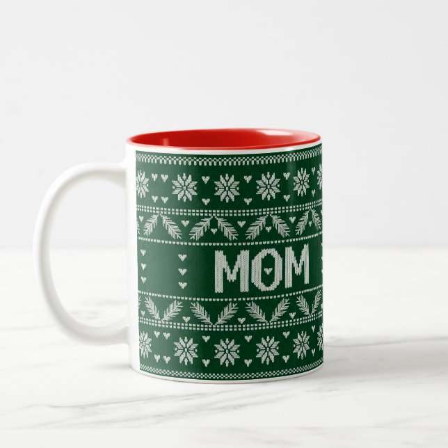 Julsötare Sticka Mönster - Mamma Två-Tonad Mugg (Vänster)