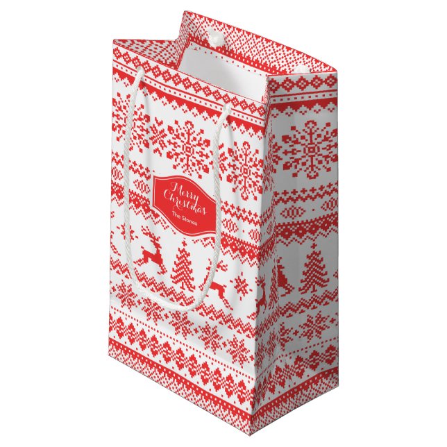 Julsövning: Runt isle mönster monogram (Framsidan Vinklad)