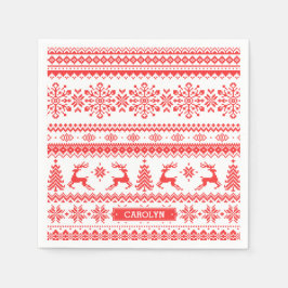 Julsövning: Runt isle mönster monogram Pappersservett