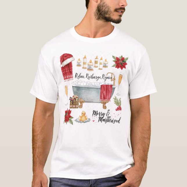 Julspa med jultomtemössa t shirt (Framsida)