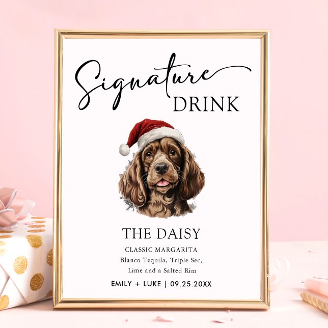 Julspanelen Hund Bröllop Namnteckning Drink-tecken Poster (Skapare uppladdad)