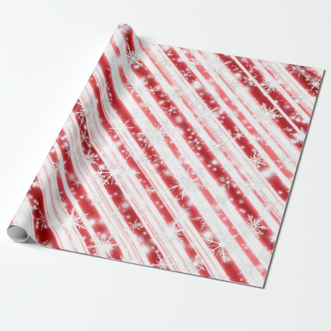 Julsparklor i Candy cane Snöflingor Presentpapper (Utrullad)