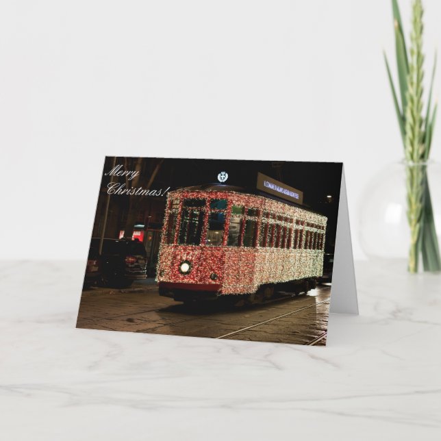 Julspårvagn i Milan Helgkort (Framsida)