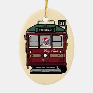 Julspårvagnprydnad Julgransprydnad Keramik