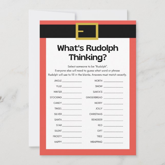 Julspel för roligt - Ej redigerbart - Inbjudningar (Framsida)