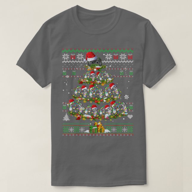 Julspel Träd Ugly Sweater Video Game Kärlek T Shirt (Design framsida)