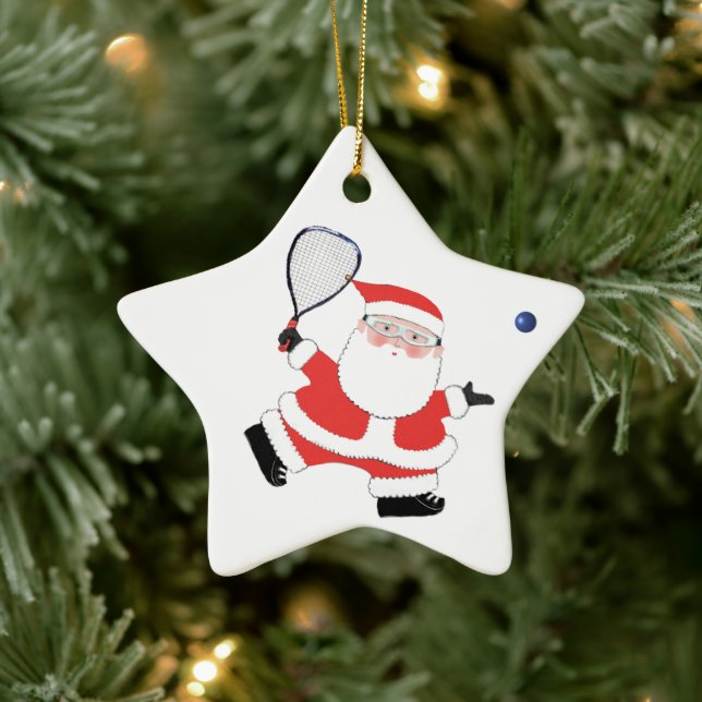 Julspelaren i Racquetball Player Julgransprydnad Keramik (Träd)