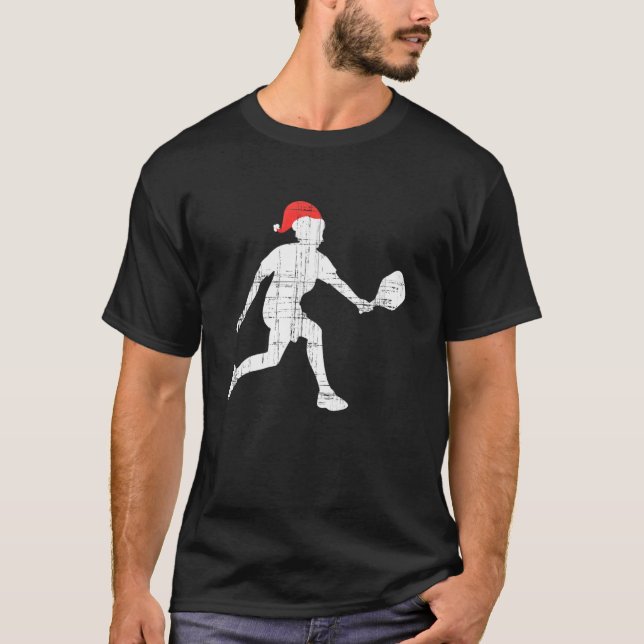 Julspelaren Santa Pickleball Julafton T Shirt (Framsida)