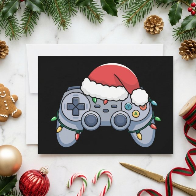 Julspelkontroll Santahatt Ljus Julkort (Skapare uppladdad)