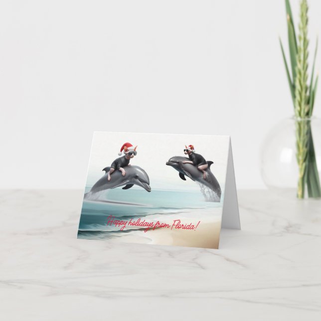 Julsphynx- och delfinkort kort (Framsida)