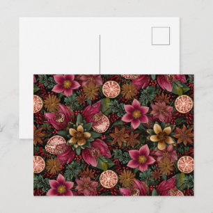 Julspice & Floral Botanisk Mönster Vykort