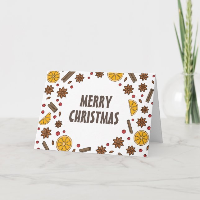 Julspices, kanel, stjärnanis, orangeprickar  kort (Framsida)