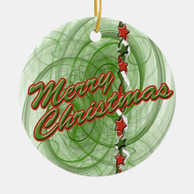 Julspiraler & stjärnor julgransprydnad keramik (Framsidan)