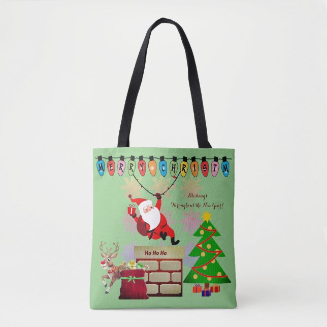 Julspirit Santa Carry-all Tote Tygkasse (Framsida)