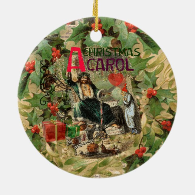 Julspöket Nutid Illustration Scrooge Julgransprydnad Keramik (Baksidan)