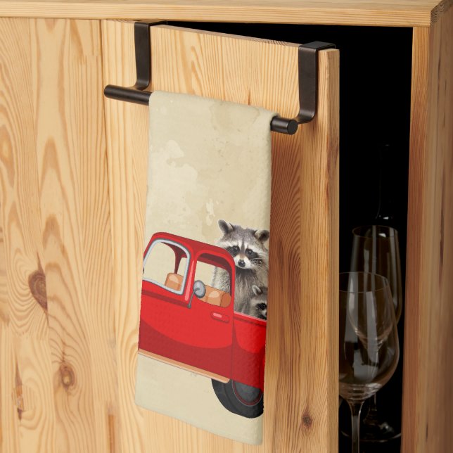 Julsporter i Röda Lastbil Kökshandduk (Thirds Fold)