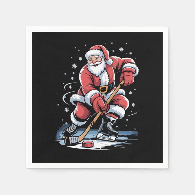 Julsporter Santa Plays Ice Hockey Julafton Pappersservett (Framsidan)