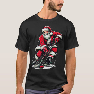 Julsporter Santa Plays Ice Hockey Julafton T Shirt