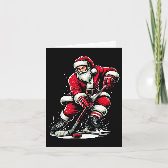 Julsporter Santa Plays Ice Hockey Kort (Framsida)