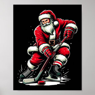 Julsporter Santa Plays Ice Hockey Poster
