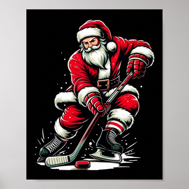 Julsporter Santa Plays Ice Hockey Poster (Framsidan)