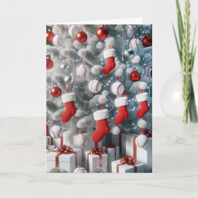 Julsporter Träd med basebollar Helgkort (Framsida)