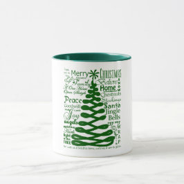 Julsprit Abstrakt Träd W/Text Typografi Mugg