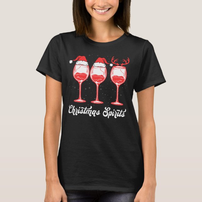 Julsprit i Vin Helgdag T Shirt (Framsida)