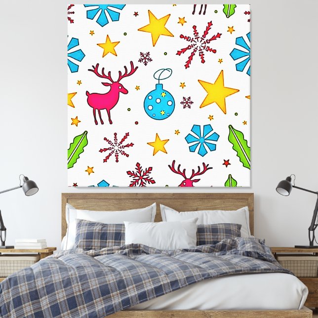 Julstallets Renar Magisk Mönsterdesign Canvastryck (Insitu (sovrum))
