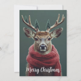 Julstämda hjortar med röd halsduk julkonst julkort