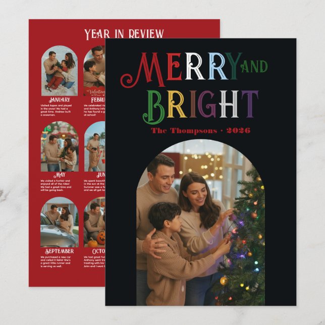 Julstämning "Året i sammandrag"-foton jul Julkort (Fram/baksida)