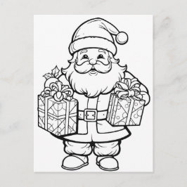 Julstämning barn målarbild med tomte vykort