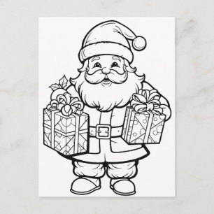 Julstämning barn målarbild med tomte vykort