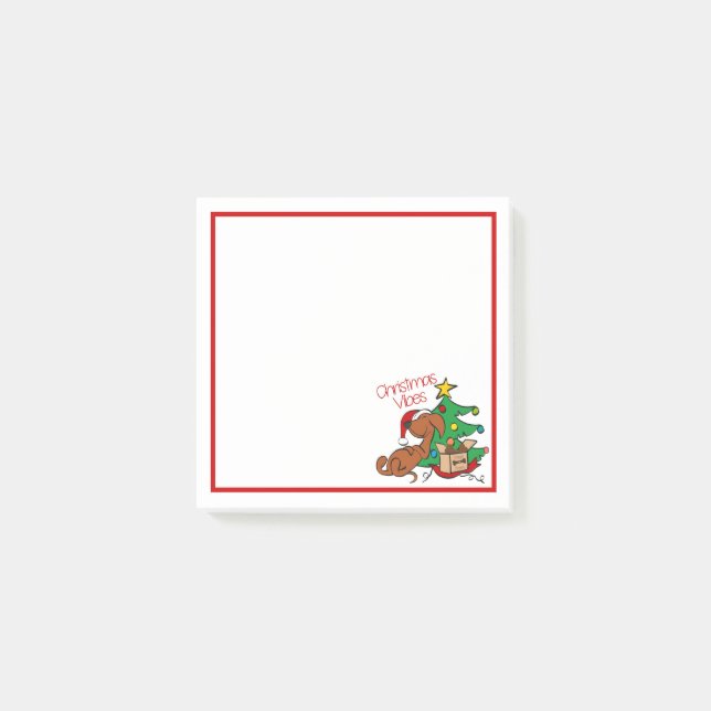 Julstämning Dachshund Hund Post-It Notes Block (Framsida)