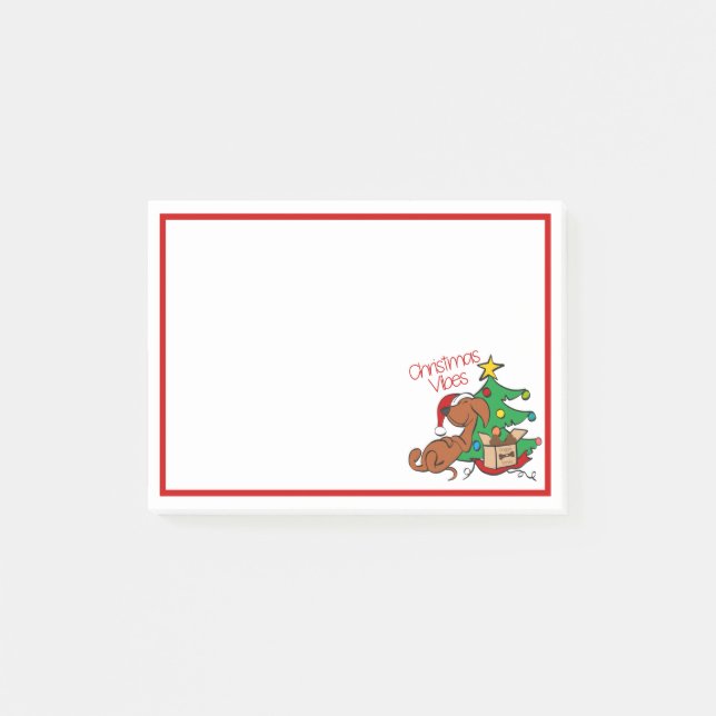 Julstämning Dachshund Hund Post-It Notes Block (Framsida)