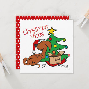 Julstämning Dachshund Hundkort Inbjudningar