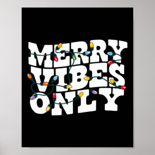 Julstämning Endast Julglädje Ljus Vågig Vintage T- Poster
