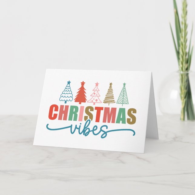 Julstämning - Färgglad julträd design Kort (Framsida)