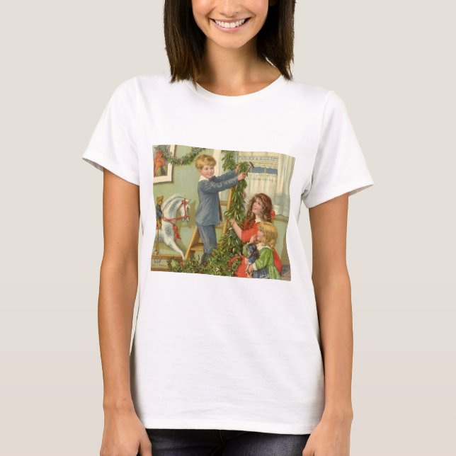 Julstämning från svunna tider, viktorianska barn d t-shirt (Framsida)