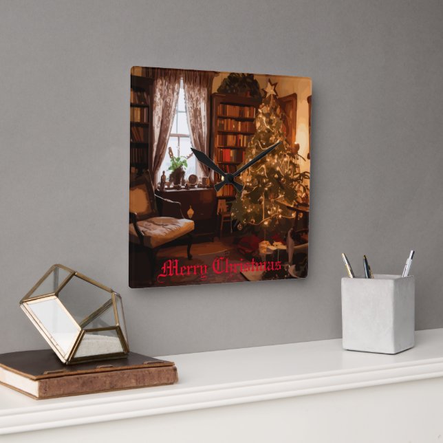 Julstämning Fyrkantig Klocka (Kontor)