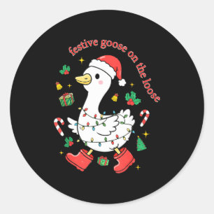 Julstämning Gås På Lösa Tåtar Dumma Gås X Runt Klistermärke
