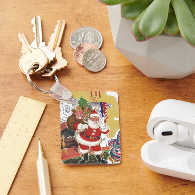 Julstämning, Glad Tomte med presenter Nyckelring (Skrivbord)