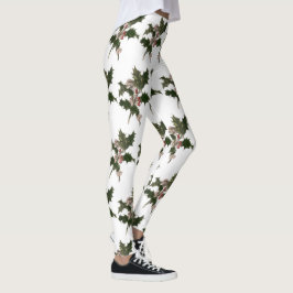 Julstämning, grön järnek med bär leggings